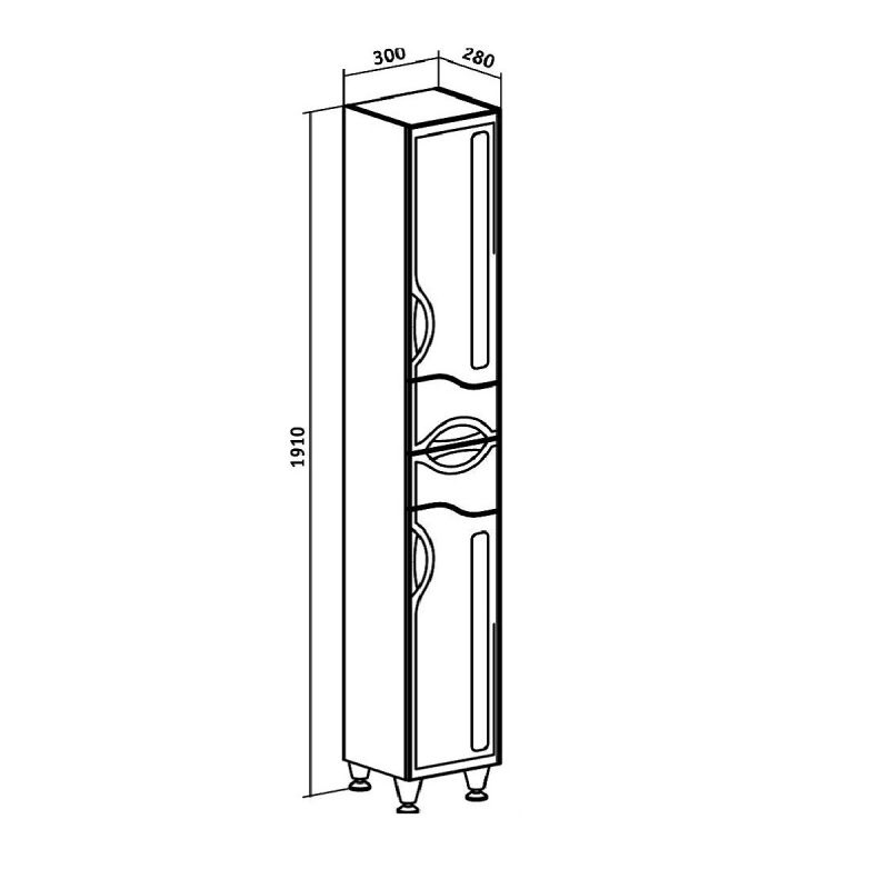 Шкаф пенал Runo Толедо 30 R 00000001037 Белый