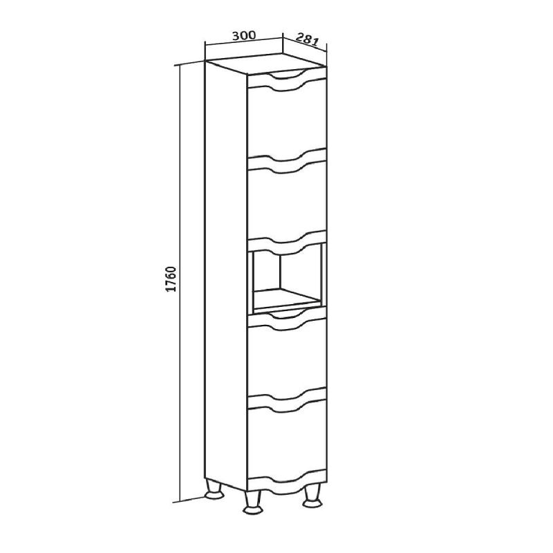 Шкаф пенал Runo Стиль 30 R 00000001122 с бельевой корзиной Белый