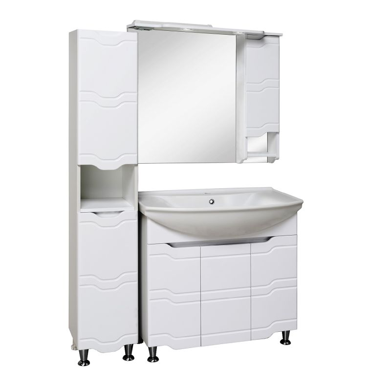 Шкаф пенал Runo Стиль 30 R 00000001122 с бельевой корзиной Белый