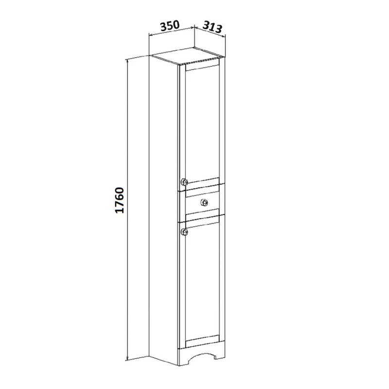 Шкаф пенал Runo Мерида 35 R 00-00000965 Белый
