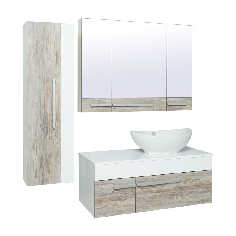 Шкаф пенал Runo Вудлайн 35 00-00001012 подвесной Дуб скандинавский Белый