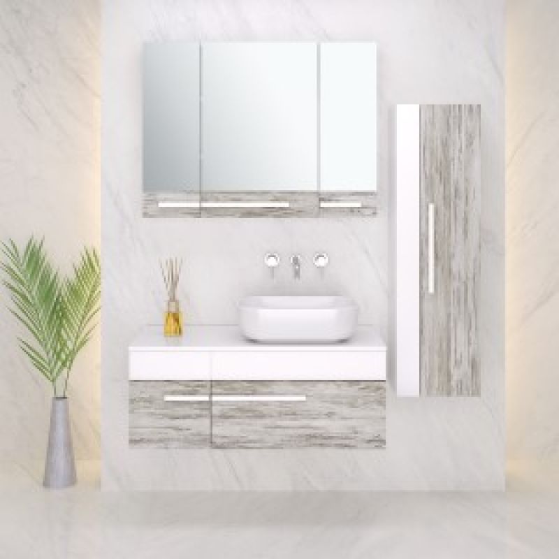 Шкаф пенал Runo Вудлайн 35 00-00001012 подвесной Дуб скандинавский Белый