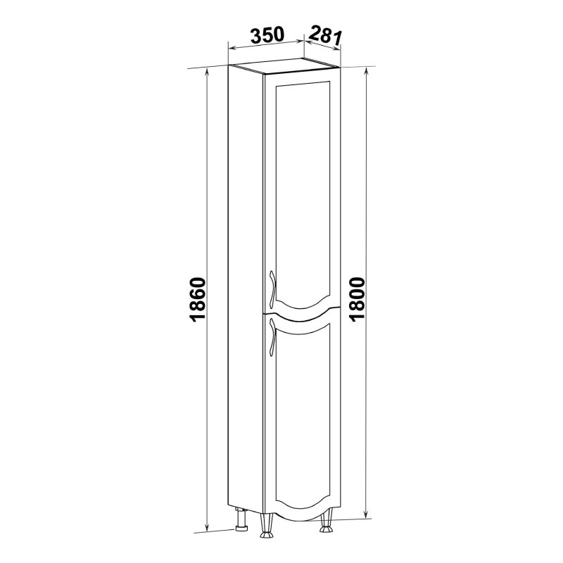 Шкаф пенал Runo правый Неаполь 35 00-00001036 Белый