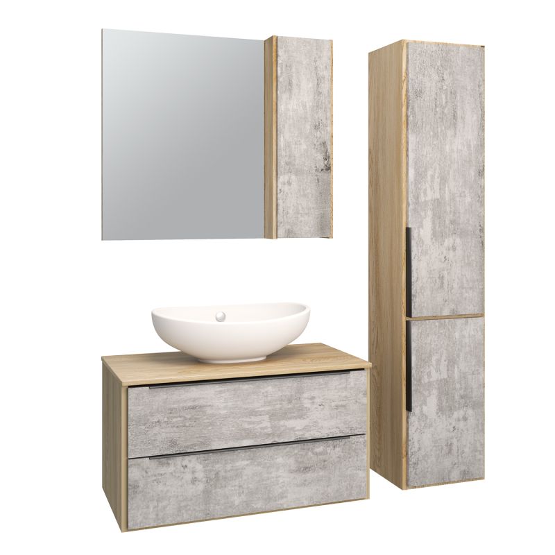 Шкаф пенал Runo Мальта 35 R 00-00001096 подвесной Серый Дуб