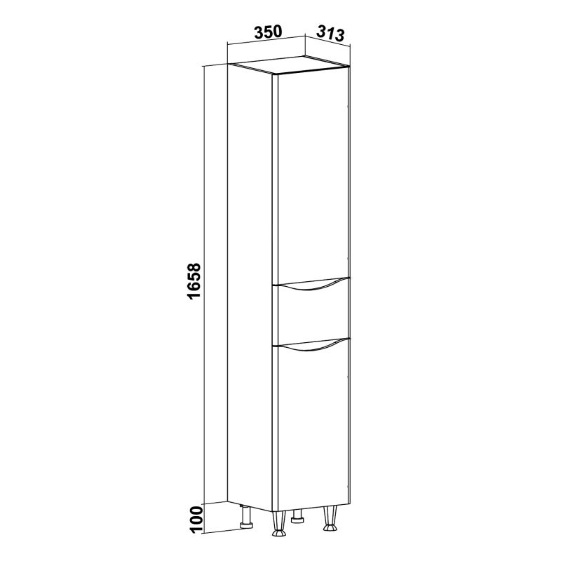 Шкаф пенал Runo Афина 35 R 00-00001173 Белый