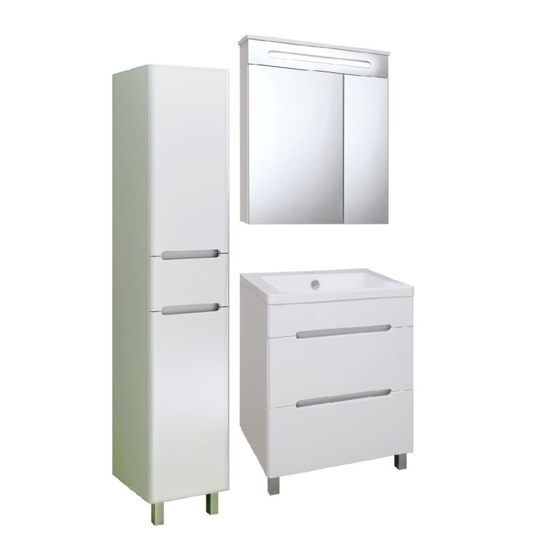 Шкаф пенал Runo Парма 35 R УТ000002867 с бельевой корзиной Белый