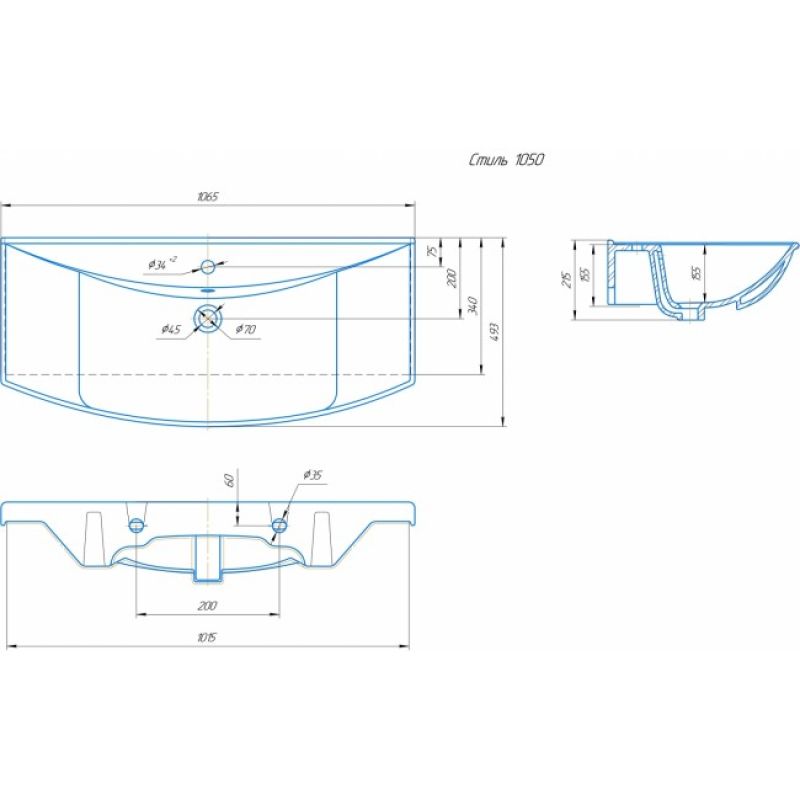 Умывальник Runo мебельный Kirovit Стиль 105 УТ000001524 Белый