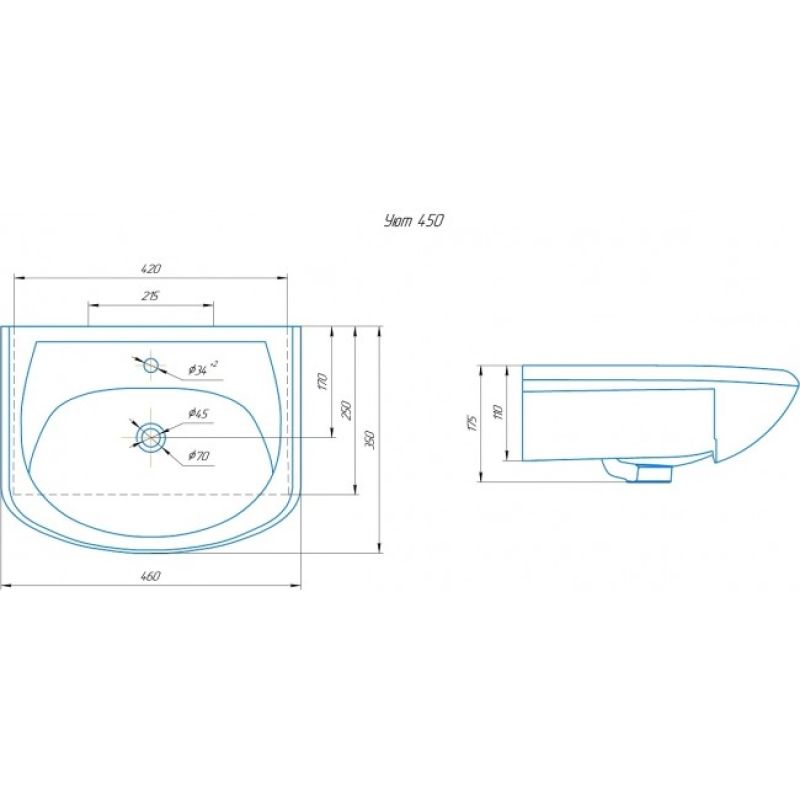 Умывальник Runo мебельный Rosa Уют 45 00000000151 Белый