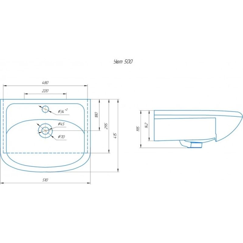 Умывальник Runo мебельный Rosa Уют 50 00000000152 Белый