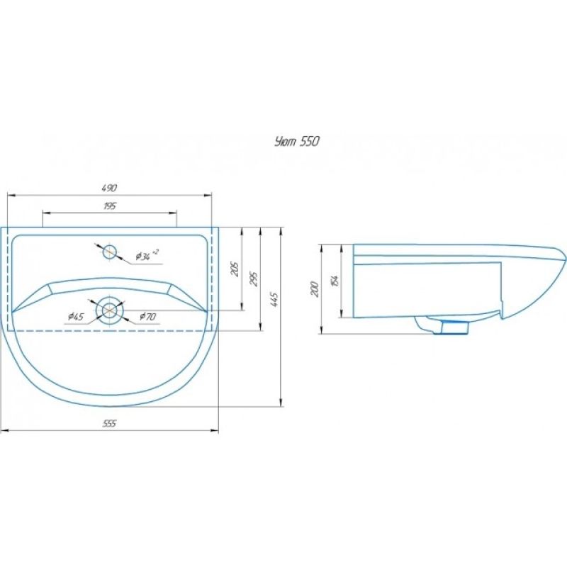 Умывальник Runo мебельный Rosa Уют 55 00000000153 Белый