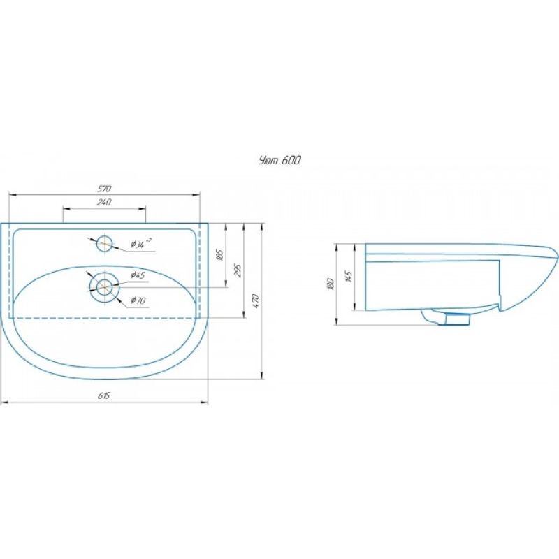 Умывальник Runo мебельный Rosa Уют 60 00000000154 Белый