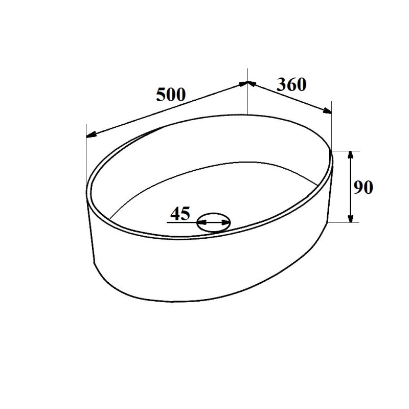 Умывальник Runo мебельный 50 овал OVALE 00-00001359 Белый