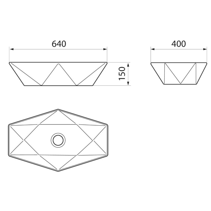 Умывальник Runo  мебельный Poligono 64х40" многоугол. 00-00001446 Белый