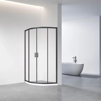 Душевой уголок Veconi Rovigo 80 x 80 см, дверь раздвижная, стекло прозрачное, профиль черный матовый, RV01B-80-01-C7