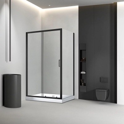 Душевой уголок Veconi Rovigo RV046B-10570-01-C5, 105 x 70 см, стекло прозрачное, профиль черный матовый