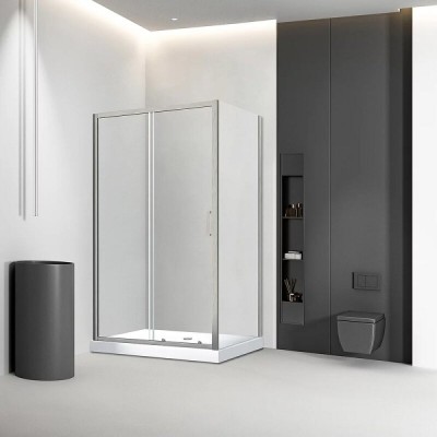 Душевой уголок Veconi Rovigo RV046BC-15090-01-C5, 150 x 90 см, стекло прозрачное, профиль никель брашинг