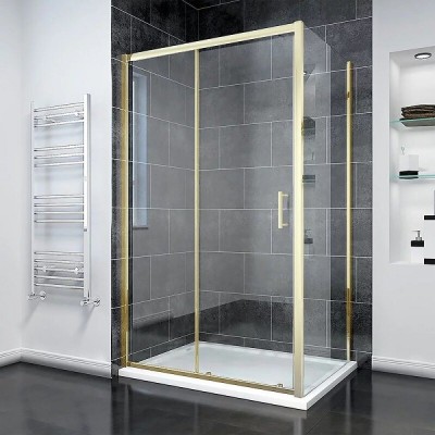 Душевой уголок Veconi Rovigo RV055G-150100-01-C8, 150 x 100 см, стекло прозрачное, профиль золото брашинг