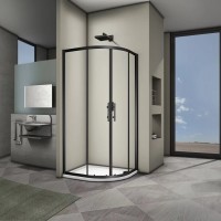 Душевой уголок Veconi Rovigo 80 x 80 см, дверь раздвижная, стекло прозрачное, профиль черный матовый, RV07B-80-01-C3