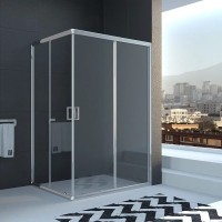 Душевой уголок Veconi Rovigo 100 x 90 см, дверь раздвижная, стекло прозрачное, профиль хром, RV10-10090-01-C5