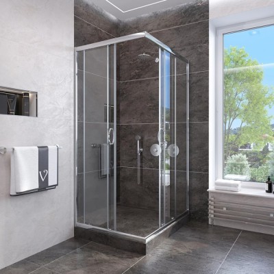 Душевой уголок Veconi Rovigo RV-113, 90 x 90 см, профиль хром стекла прозрачные