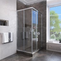 Душевой уголок Veconi Rovigo RV-113, 90 x 90 см, профиль хром стекла прозрачные