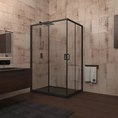 Душевой уголок Veconi Rovigo RV14-11090-01-C5, 110 x 90 см, стекло прозрачное, профиль черный матовый