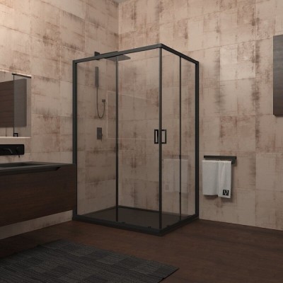 Душевой уголок Veconi Rovigo RV-14, 120 x 80 см, профиль черный, стекло прозрачное