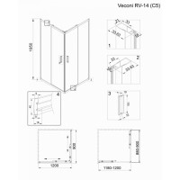 Душевой уголок Veconi Rovigo 120 x 90 см, дверь раздвижная, стекло прозрачное, профиль черный матовый, RV14-12090-01-C5