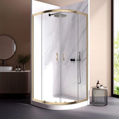 Душевой уголок Veconi Rovigo RV202G-80-01-C4, 80 x 80 см, стекло прозрачное, профиль брашированное золото
