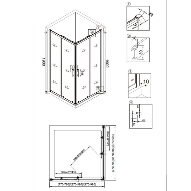 Душевой уголок Veconi Rovigo RV-29, 100 x 100 см, профиль хром, стекла прозрачные