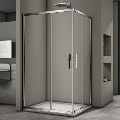 Душевой уголок Veconi Rovigo RV-30, 100 x 90 см, профиль хром, стекла прозрачные