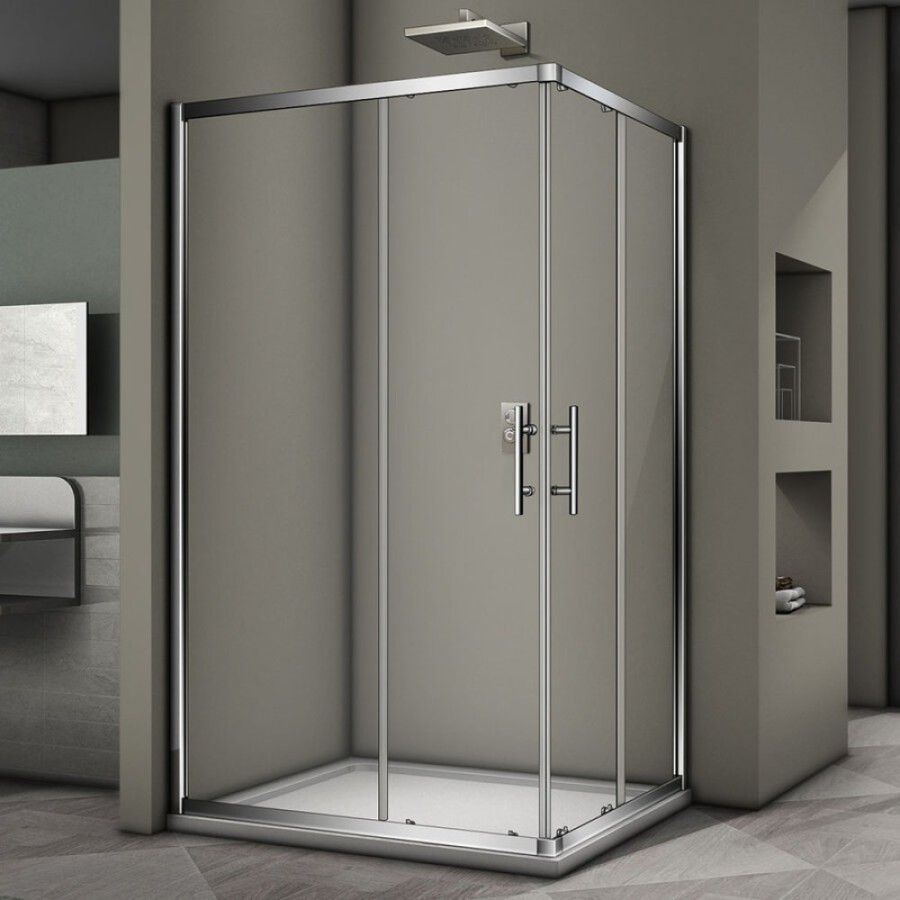 Душевой уголок Veconi Rovigo RV-30, 100 x 90 см, профиль хром, стекла прозрачные