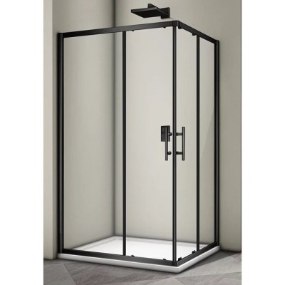 Душевой уголок Veconi Rovigo 120 x 90 см, дверь раздвижная, стекло прозрачное, профиль черный матовый, RV30B-12090-01-C3