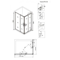 Душевой уголок Veconi Rovigo 120 x 90 см, дверь раздвижная, стекло прозрачное, профиль черный матовый, RV30B-12090-01-C3