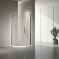 Душевой уголок Veconi Rovigo 100 x 100 см, дверь распашная, стекло прозрачное, профиль хром, RV35-100-01-C7