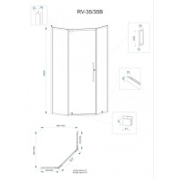 Душевой уголок Veconi Rovigo 100 x 100 см, дверь распашная, стекло прозрачное, профиль хром, RV35-100-01-C7