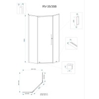 Душевой уголок Veconi Rovigo 100 x 100 см, дверь распашная, стекло прозрачное, профиль черный матовый, RV35B-100-01-C7