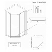 Душевой уголок Veconi Rovigo 100 x 100 см, дверь распашная, стекло прозрачное, профиль хром, RV36-100-01-C5