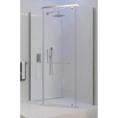 Душевой уголок Veconi Rovigo 80 x 80 см, дверь распашная, стекло текстурное (Pear), профиль хром, RV36-80-01-C5