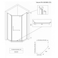 Душевой уголок Veconi Rovigo 80 x 80 см, дверь распашная, стекло текстурное (Pear), профиль хром, RV36-80-01-C5