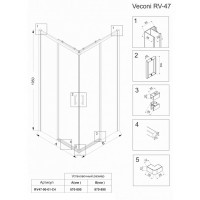 Душевой уголок Veconi Rovigo 90 x 90 см, дверь раздвижная, стекло прозрачное, профиль черный матовый, RV47B-90-01-C4