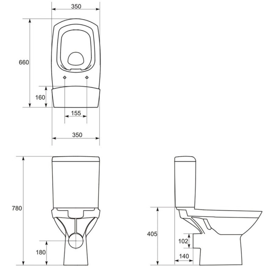 Напольный унитаз Cersanit CARINA NEW CLEAN ON S-KO-CAR011-3/5-COn-S-DL-w, сиденье микролифт, безободковый
