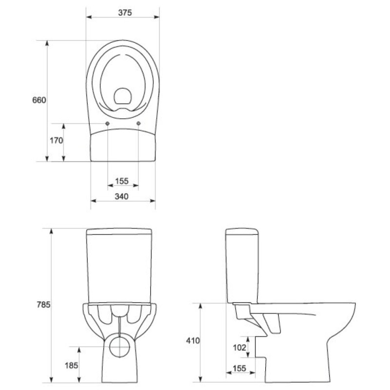 Напольный безободковый унитаз Cersanit Nature S-KO-NTR011-3/5-COn-DL-w, сиденье микролифт