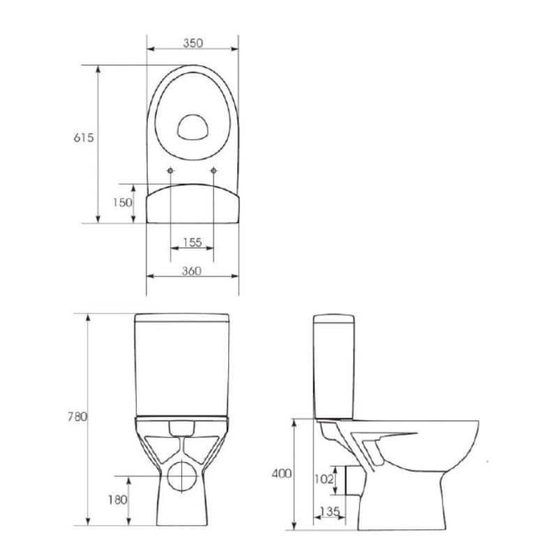 Безободковый напольный унитаз Cersanit Parva S-KO-PA011-3/6-COn-DL-w, сиденье микролифт
