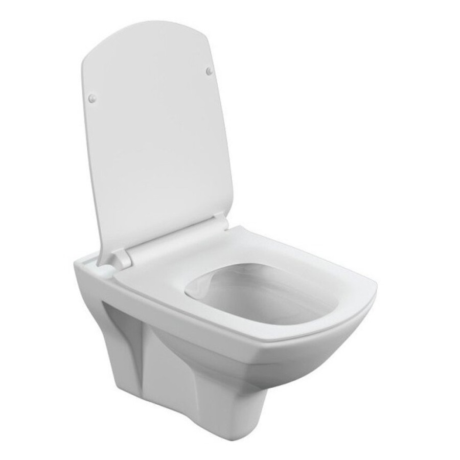 Подвесной безободковый унитаз Cersanit Carina XL Clean On DPL EO slim, крышка-сиденье с микролифтом, белый, S-MZ-CARINA-XL-COn-S-DL-w, 62955