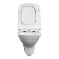 Подвесной безободковый унитаз Cersanit Carina XL Clean On DPL EO slim, крышка-сиденье с микролифтом, белый, S-MZ-CARINA-XL-COn-S-DL-w, 62955
