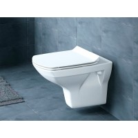 Подвесной безободковый унитаз Cersanit Carina XL Clean On DPL EO slim, крышка-сиденье с микролифтом, белый, S-MZ-CARINA-XL-COn-S-DL-w, 62955