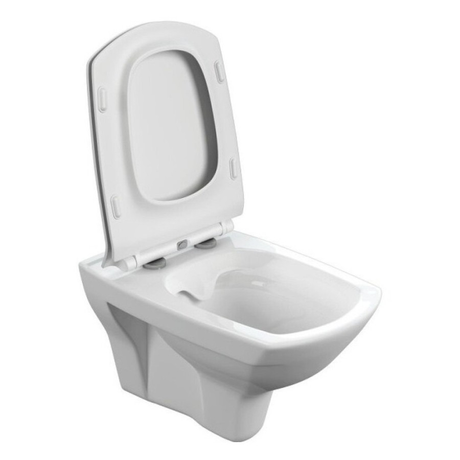 Подвесной безободковый унитаз Cersanit Carina XL Clean On DPL EO slim, крышка-сиденье с микролифтом, белый, S-MZ-CARINA-XL-COn-S-DL-w, 62955