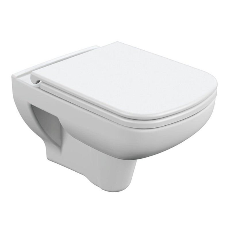 Подвесной безободковый унитаз Cersanit City Clean On DPL EO slim, крышка-сиденье с микролифтом, белый, S-MZ-CITY-COn-S-DL-w, 60436