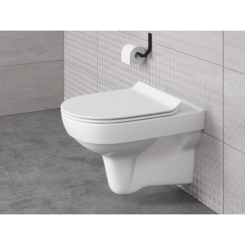 Подвесной безободковый унитаз Cersanit City Clean On DPL EO slim, крышка-сиденье с микролифтом, белый, S-MZ-CITY-COn-S-DL-w, 60436